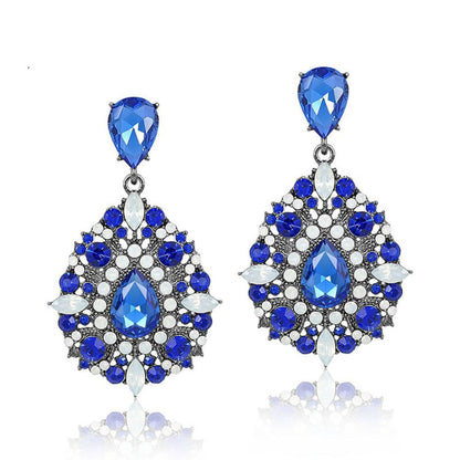 Elegant Ladies Crystal Rhinestone Earrings Retro Drop-Shaped Girl Earrings European And American Style Fashion Jewelry-Jewearrings