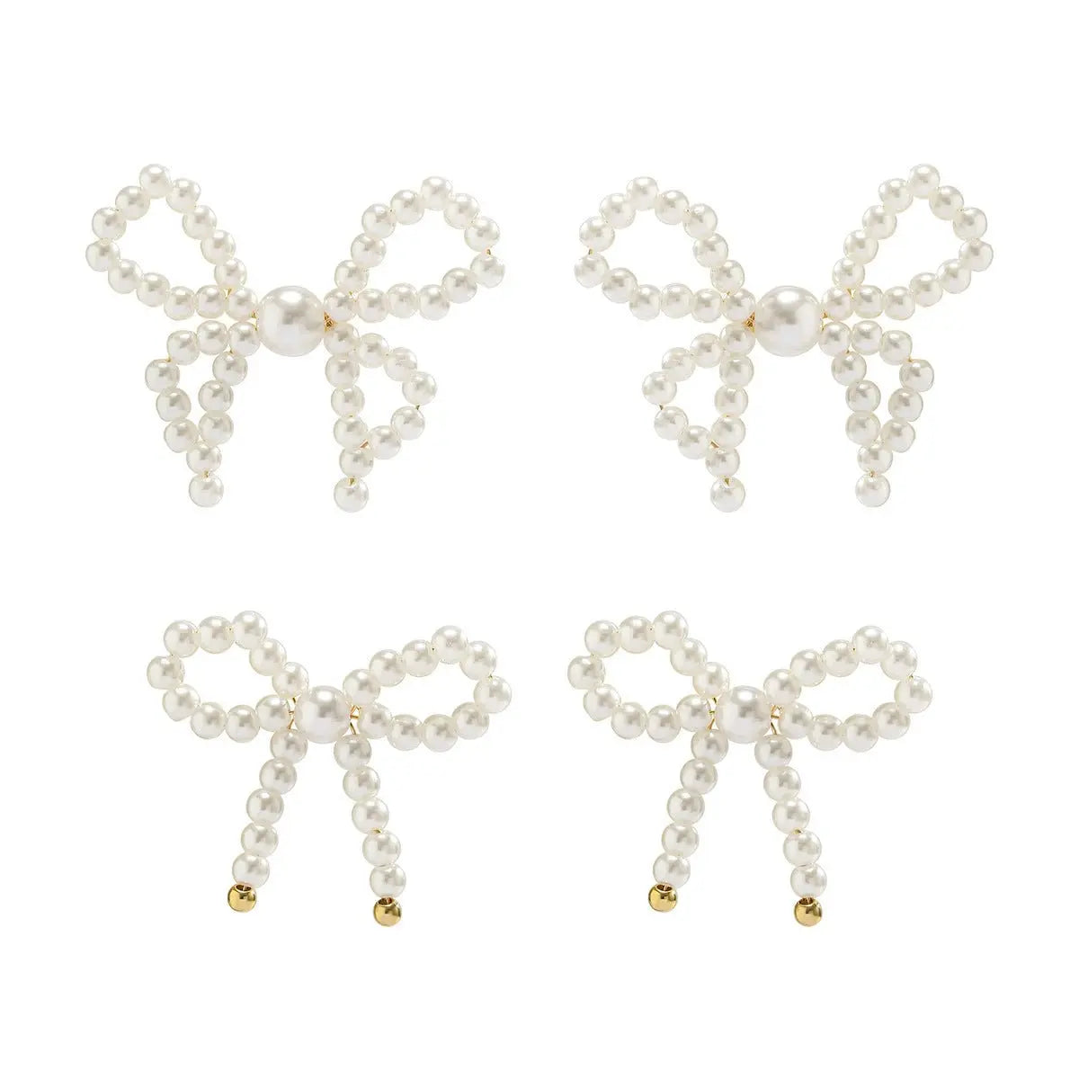 Elegant Pearl Bow Earrings for Women-Jewearrings