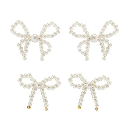 Elegant Pearl Bow Earrings for Women-Jewearrings