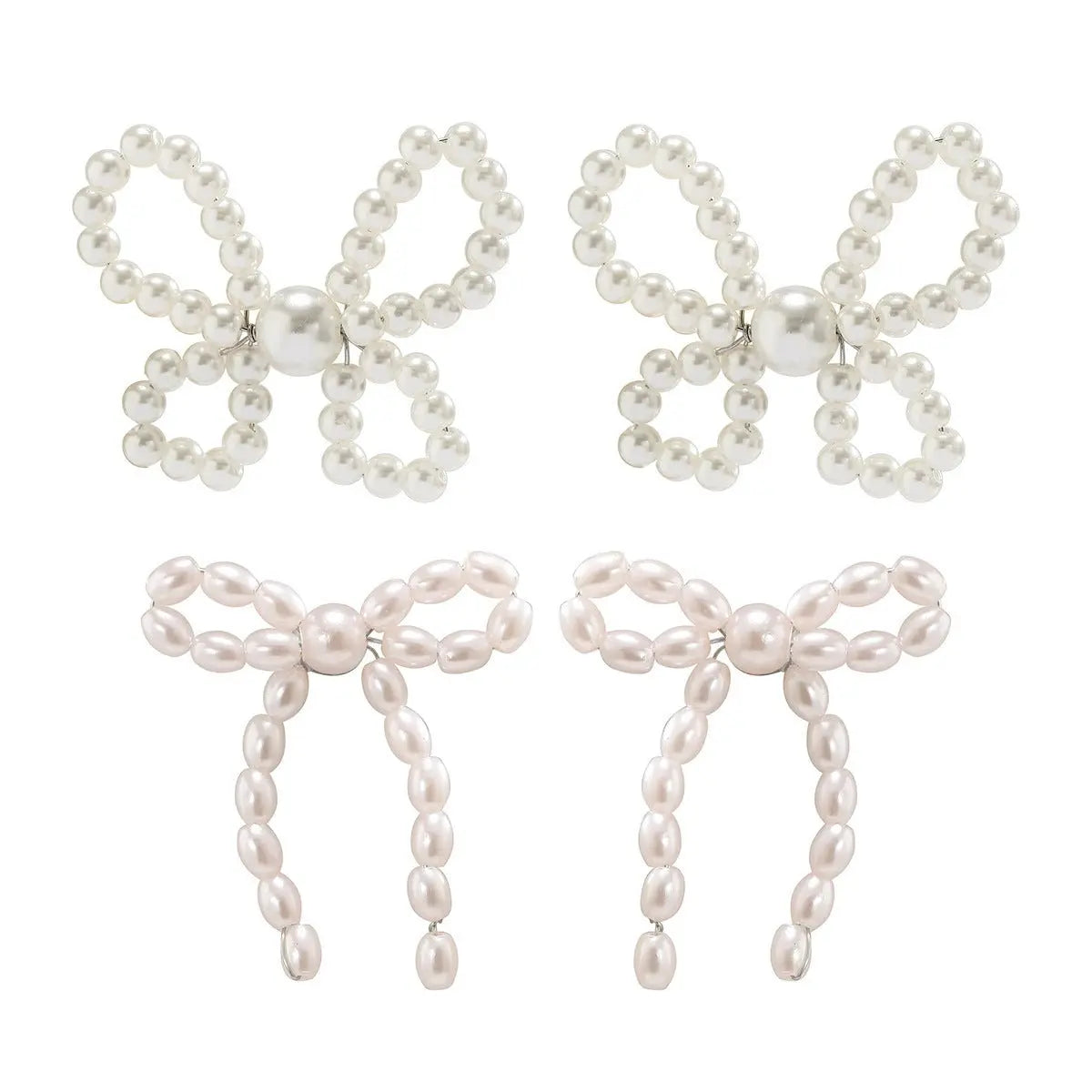 Elegant Pearl Bow Earrings for Women-Jewearrings