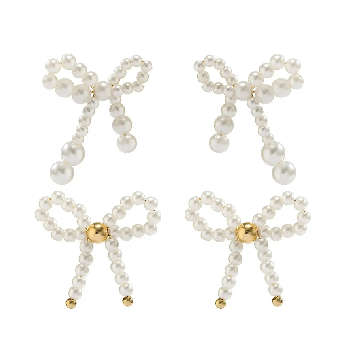 Elegant Pearl Bow Earrings for Women-Jewearrings