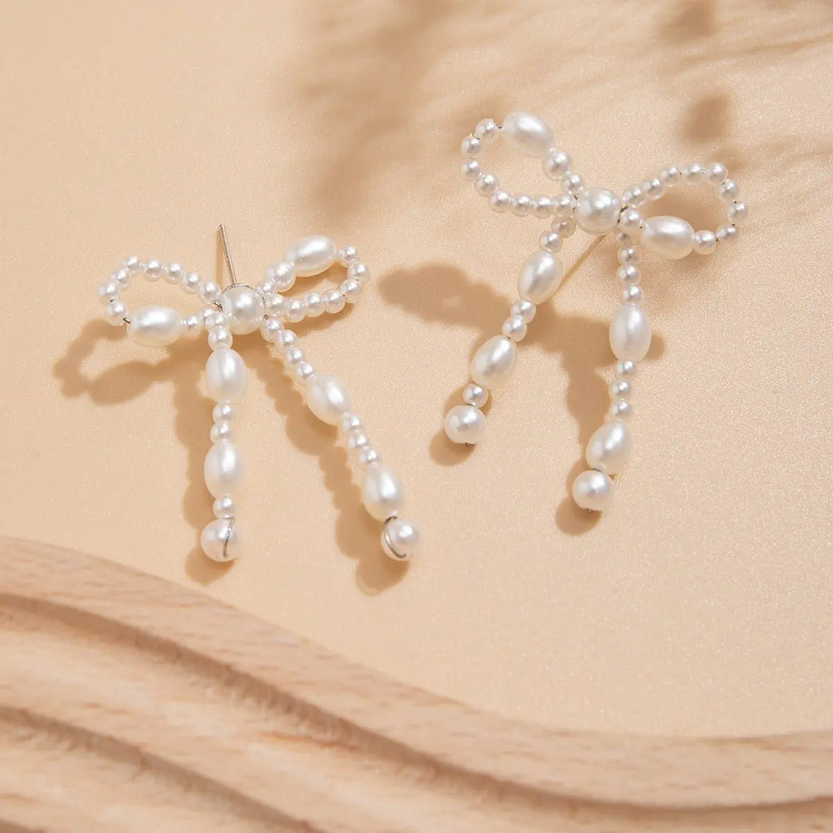 Elegant Pearl Bow Earrings for Women-Jewearrings