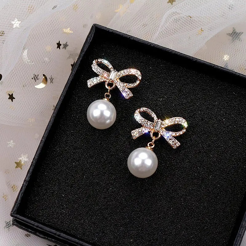 Elegant Pearl Bow Earrings for Women | Stylish & Affordable-Jewearrings