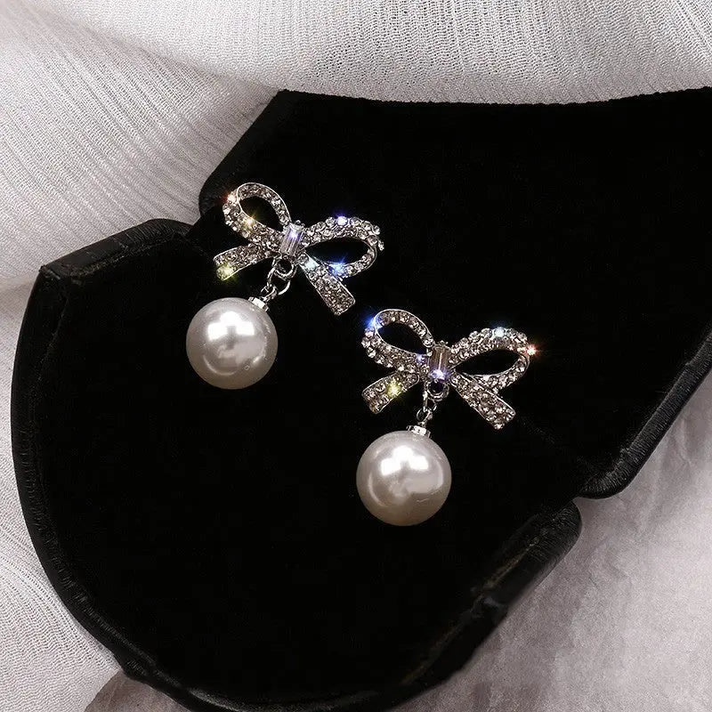 Elegant Pearl Bow Earrings for Women | Stylish & Affordable-Jewearrings