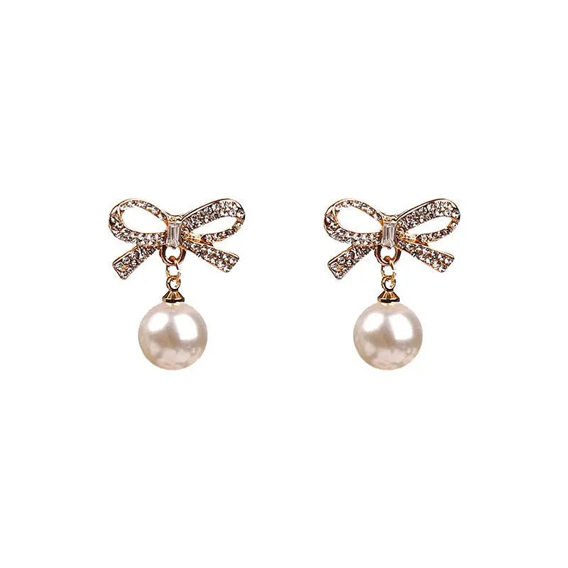 Elegant Pearl Bow Earrings for Women | Stylish & Affordable-Jewearrings