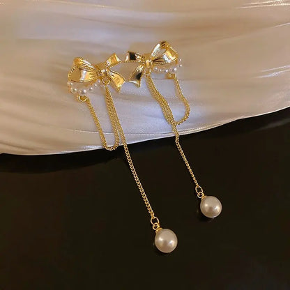 Elegant Pearl Bow Earrings - Must-Have Vintage Style-Jewearrings