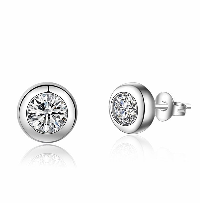 Elegant Round Diamond Stud Earrings For Women-Jewearrings