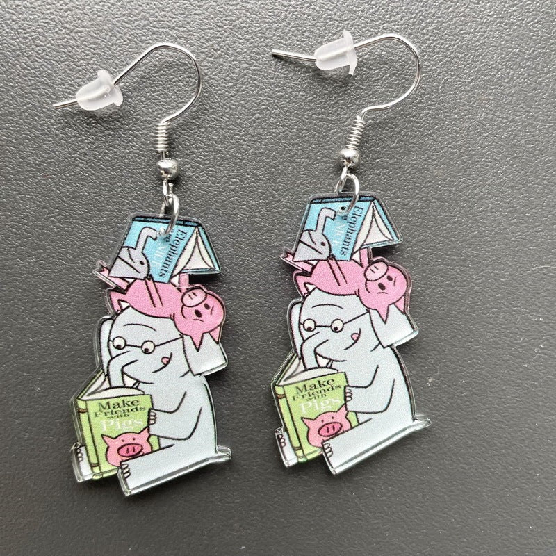 Elephant Earrings Acrylic Flying Car Earrings-Jewearrings