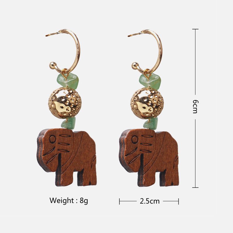 Elephant Earrings Creative Wood Earrings-Jewearrings