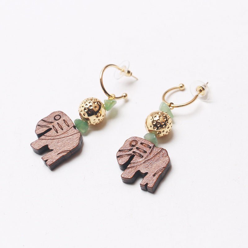 Elephant Earrings Creative Wood Earrings-Jewearrings