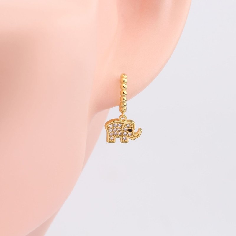 Elephant Earrings Inlaid Stone Earrings-Jewearrings