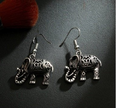 Elephant Earrings Retro Carved Earrings-Jewearrings