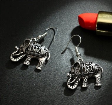 Elephant Earrings Retro Carved Earrings-Jewearrings