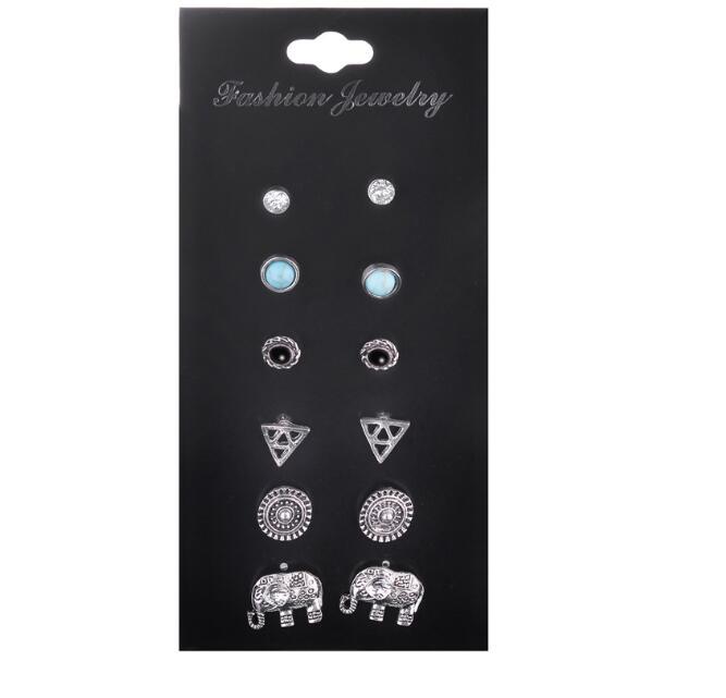 Elephant Earrings Retro Combination Set-Jewearrings