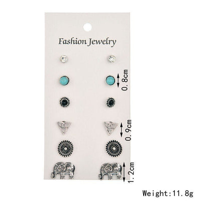 Elephant Earrings Retro Combination Set-Jewearrings