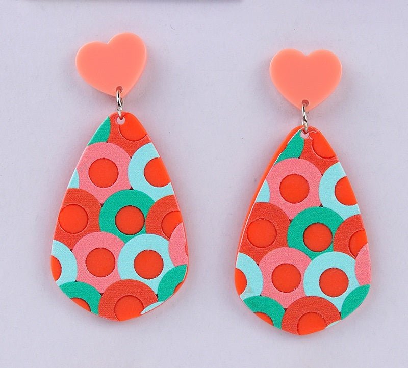 Embossed Temperament Acrylic Cartoon Contrast Color Simple Earrings-Jewearrings