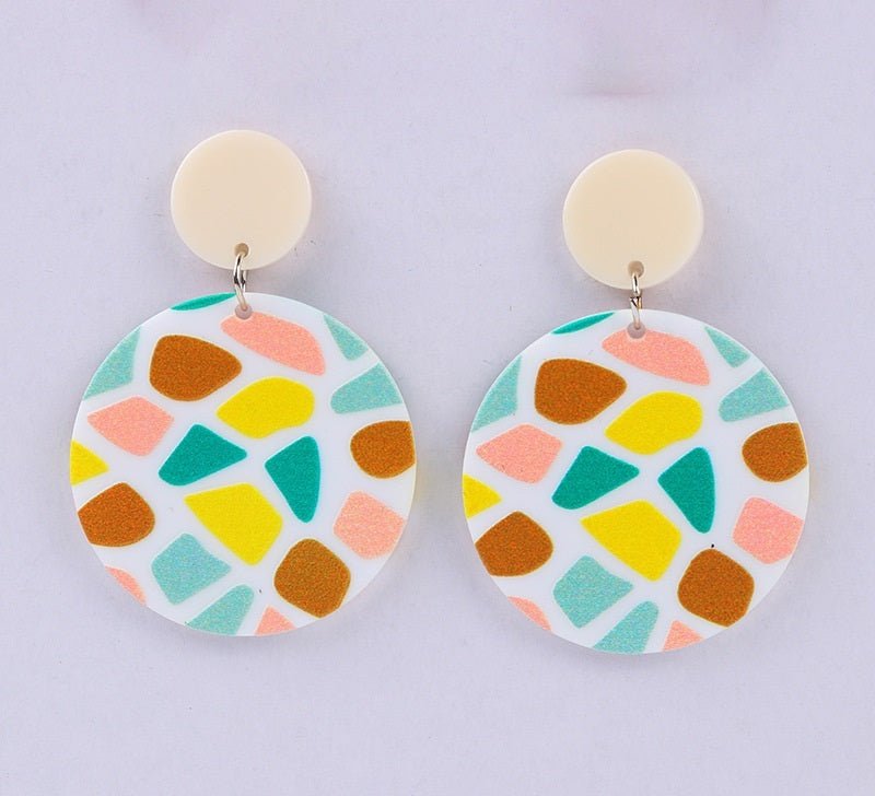 Embossed Temperament Acrylic Cartoon Contrast Color Simple Earrings-Jewearrings