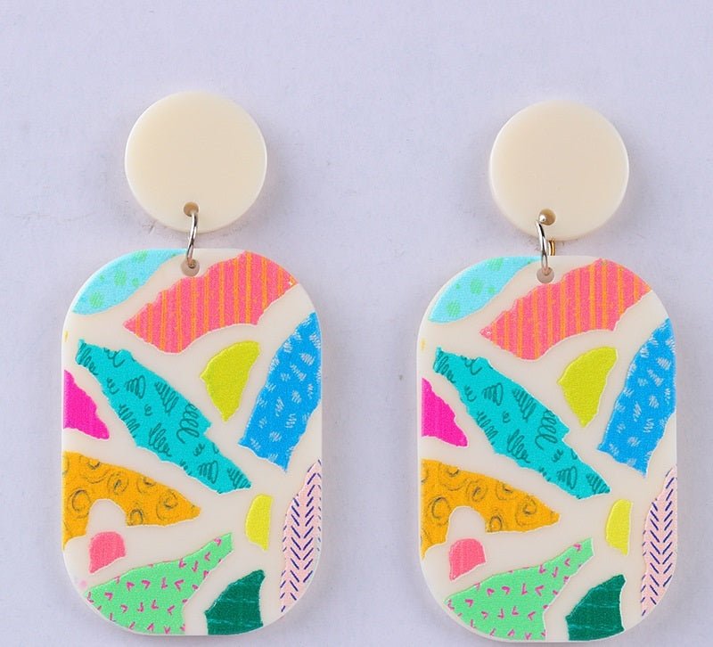 Embossed Temperament Acrylic Cartoon Contrast Color Simple Earrings-Jewearrings