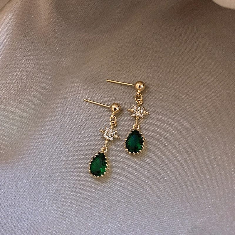 Emerald Drop Earrings-Jewearrings