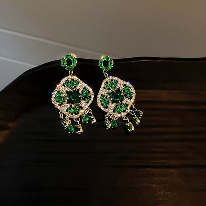 Emerald Drop Earrings S925 Silver Needle Pearl-Jewearrings