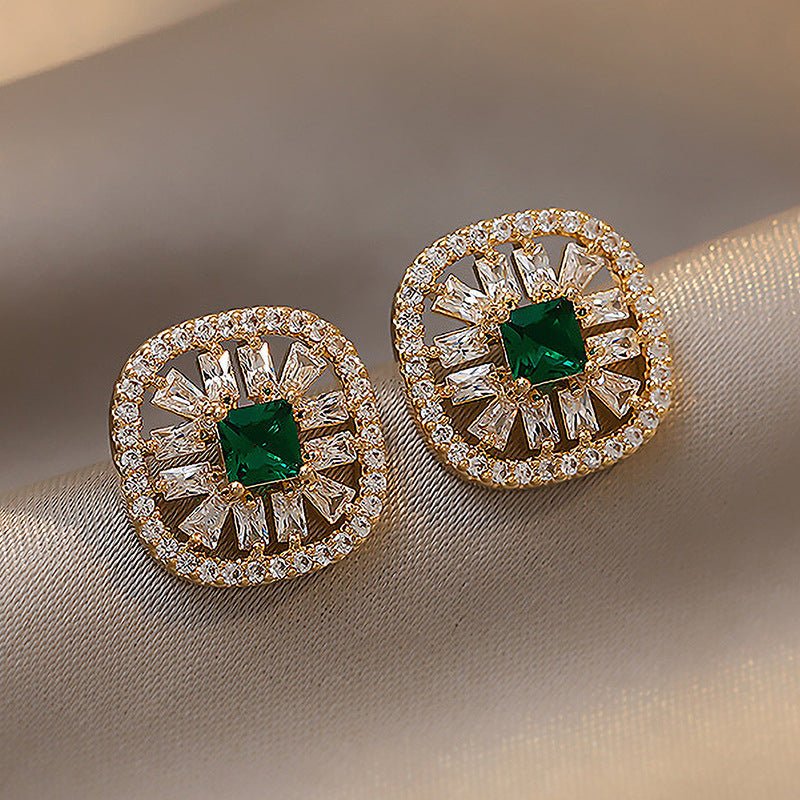 Emerald Drop Earrings S925 Silver Needle Pearl-Jewearrings