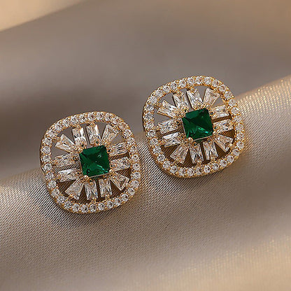 Emerald Drop Earrings S925 Silver Needle Pearl-Jewearrings