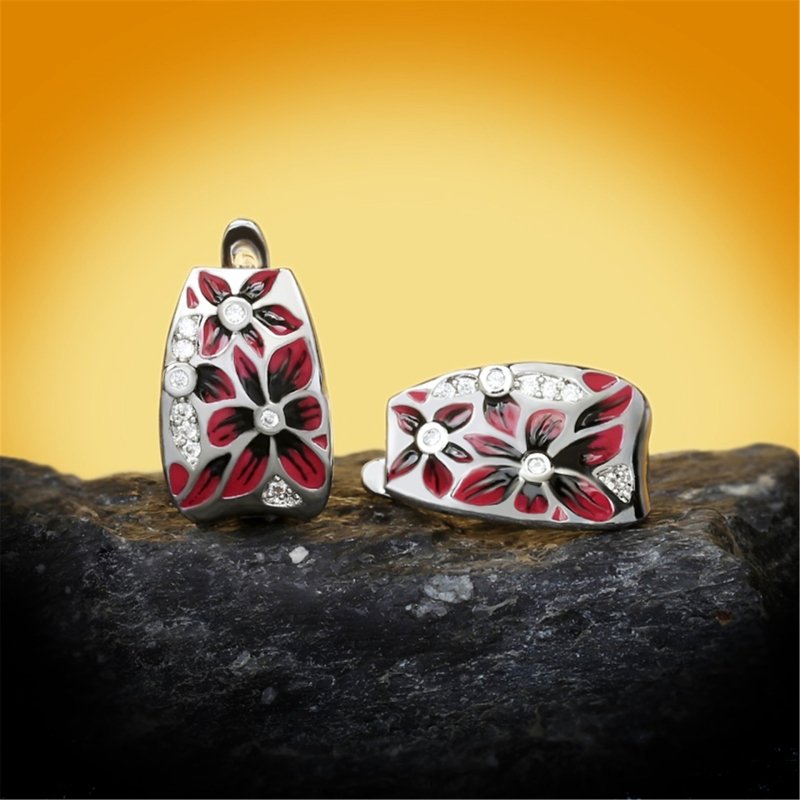 Enamel Flower Micro Inlay Zircon Epoxy Stud Earrings For Women-Jewearrings