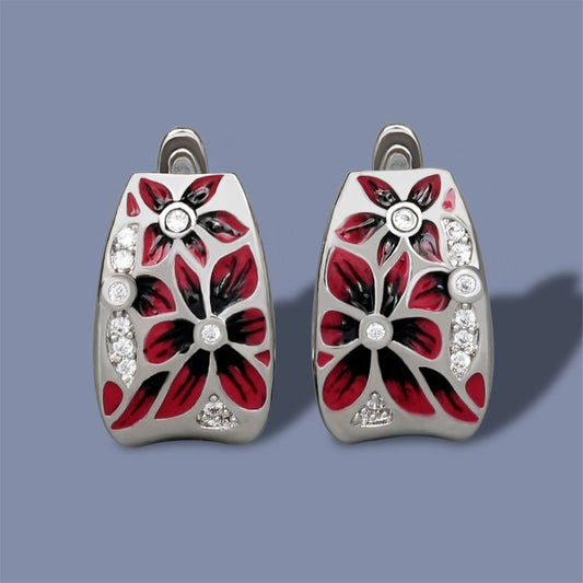 Enamel Flower Micro Inlay Zircon Epoxy Stud Earrings For Women-Jewearrings