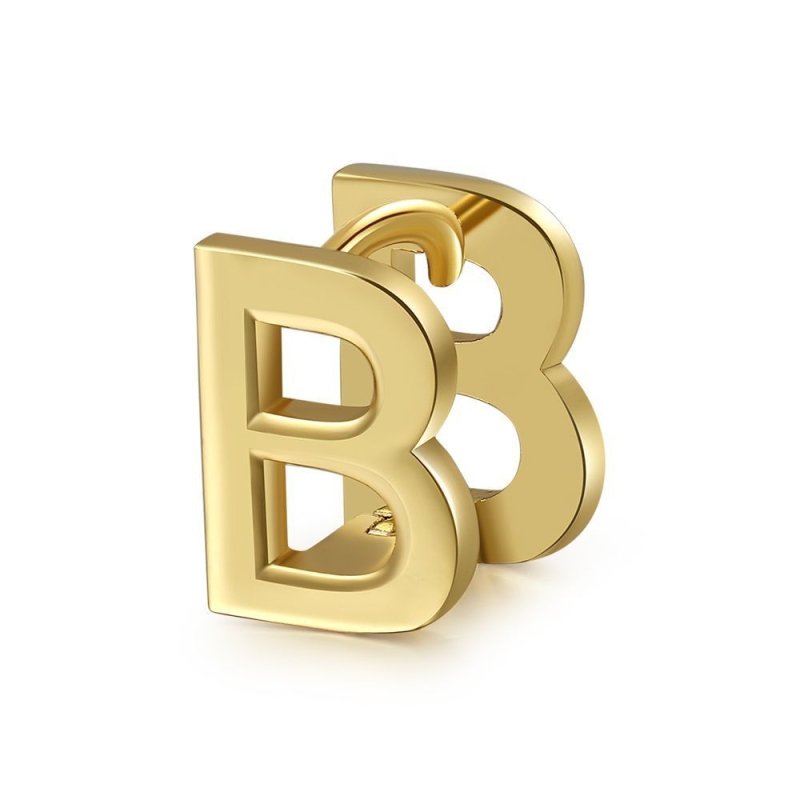 English 18K Gold Color Protection Alphabet Letter Earrings-Jewearrings