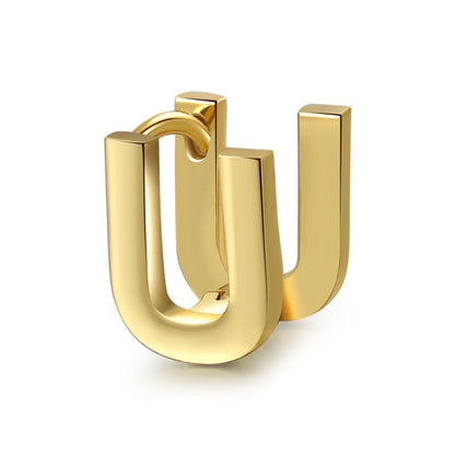 English 18K Gold Color Protection Alphabet Letter Earrings-Jewearrings