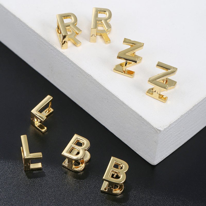 English 18K Gold Color Protection Alphabet Letter Earrings-Jewearrings