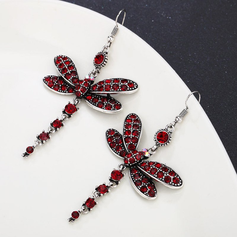 Ethnic Diamond Vintage Fringe Dragonfly Earrings-Jewearrings