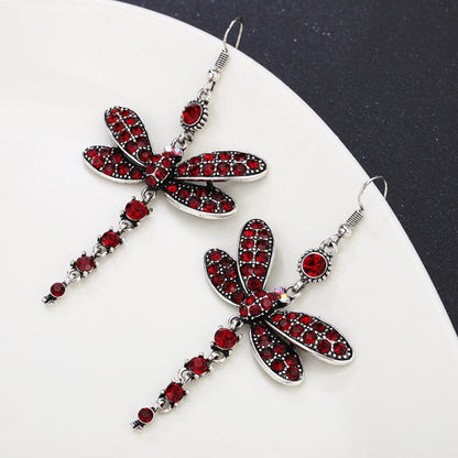 Ethnic Diamond Vintage Fringe Dragonfly Earrings-Jewearrings