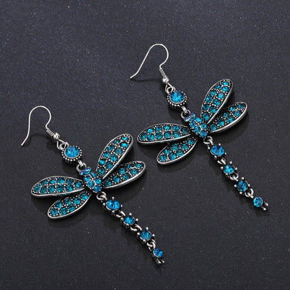 Ethnic Diamond Vintage Fringe Dragonfly Earrings-Jewearrings