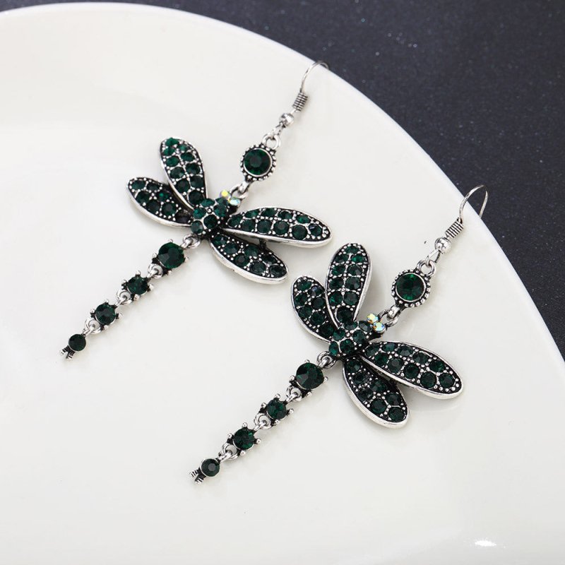 Ethnic Diamond Vintage Fringe Dragonfly Earrings-Jewearrings