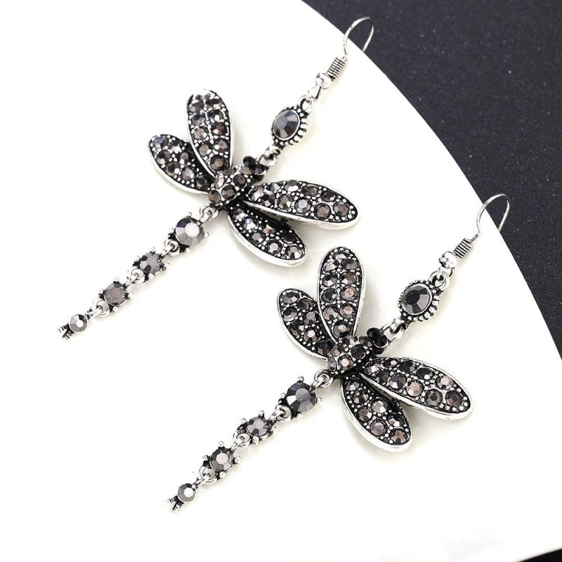 Ethnic Diamond Vintage Fringe Dragonfly Earrings-Jewearrings