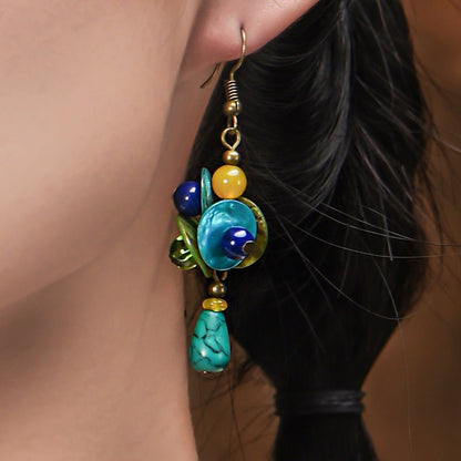 Ethnic Style Earrings Color Shell Piece Temperament Ancient Style-Jewearrings