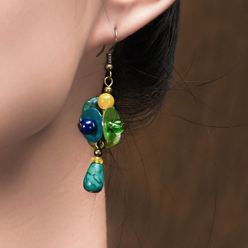 Ethnic Style Earrings Color Shell Piece Temperament Ancient Style-Jewearrings