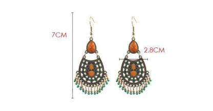 Ethnic style geometric drop diamond earrings-Jewearrings