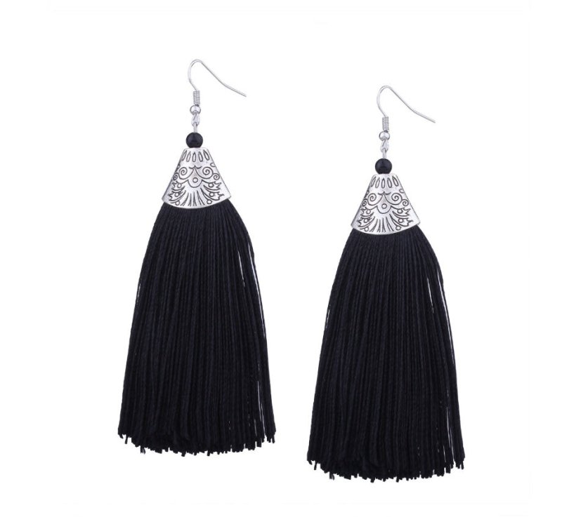 Europe and America exaggerated big brand long tassel retro alloy ear hook earrings female Yiwu jewelry earrings-Jewearrings