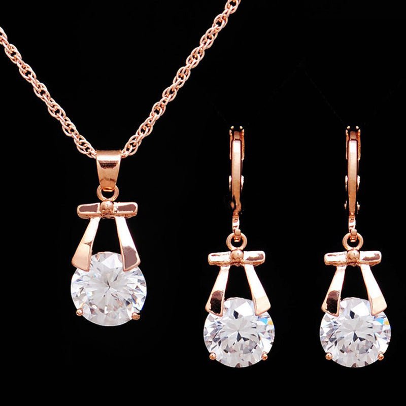 , Europe and America new jewelry, crystal earrings, jewelry set, Korean version of the bride necklace, gold-plated butterfly pendant-Jewearrings