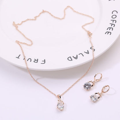 , Europe and America new jewelry, crystal earrings, jewelry set, Korean version of the bride necklace, gold-plated butterfly pendant-Jewearrings