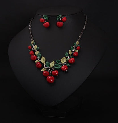 Europe and the United States big jewelry, cherry necklace, earrings set, women fashion evening dress, bride temperament accessories DD-Jewearrings