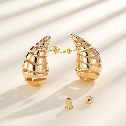 Europe And The United States Gold-plated Spiral Pattern Hollow Drop Earrings Female Original Personality Design Metal Texture Fashion-Jewearrings