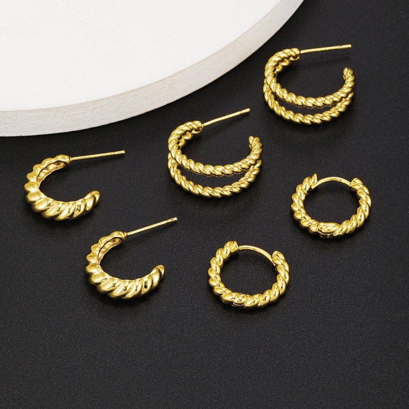 Europe And The United States New C-shaped Twist Earrings Fashion Personality Design Sense Of Earrings Ins Wind Trend Gold Earrings Earrings Ear Buckle-Jewearrings