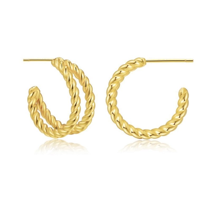 Europe And The United States New C-shaped Twist Earrings Fashion Personality Design Sense Of Earrings Ins Wind Trend Gold Earrings Earrings Ear Buckle-Jewearrings