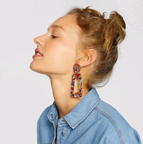 Europe and the United States new fashion acrylic earrings female geometric trend wild exaggerated earrings earrings-Jewearrings