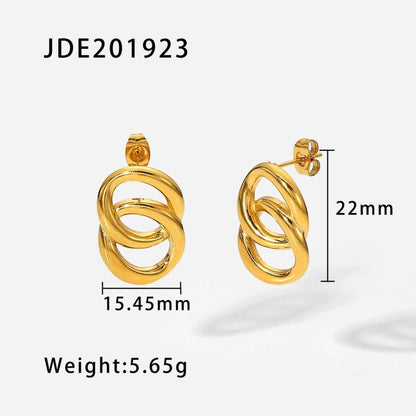 European And American 18K Gold-plated Stainless Steel Chain Short Earrings For Women-Jewearrings