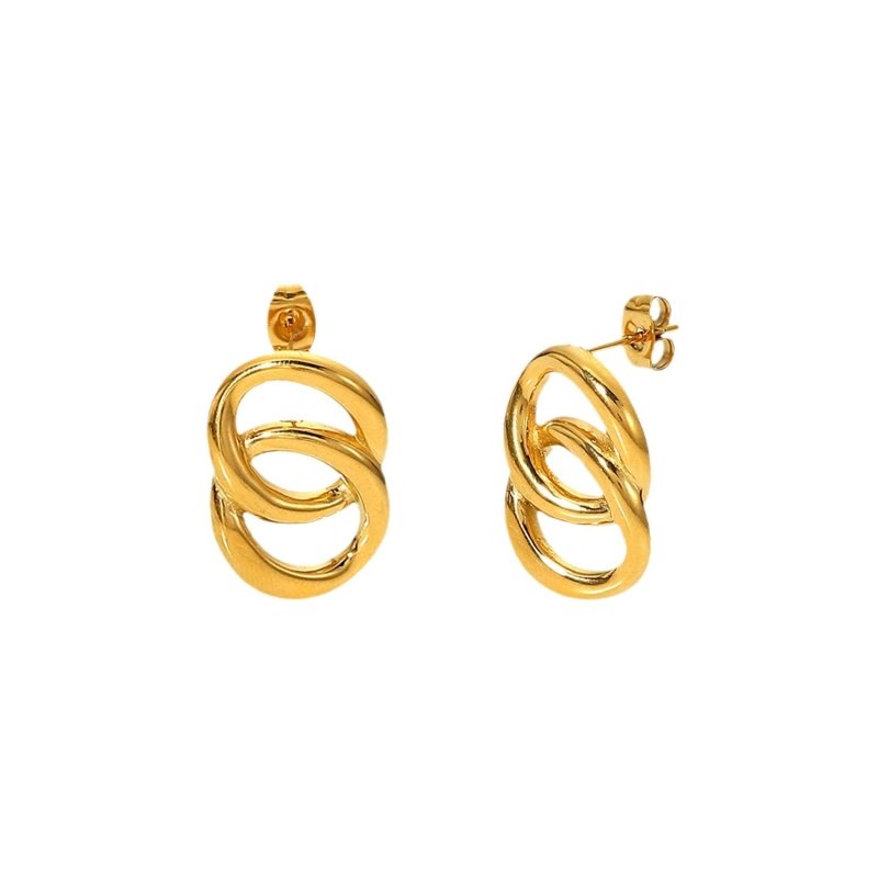 European And American 18K Gold-plated Stainless Steel Chain Short Earrings For Women-Jewearrings