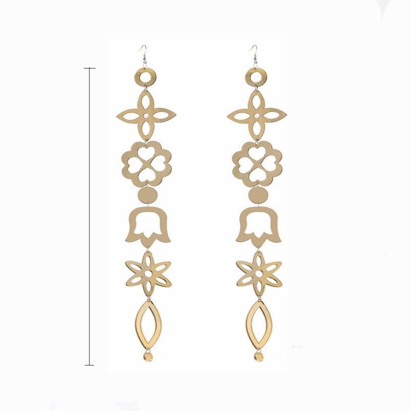 European And American Acrylic Four-leaf Clover Pattern Bell Long Earrings-Jewearrings